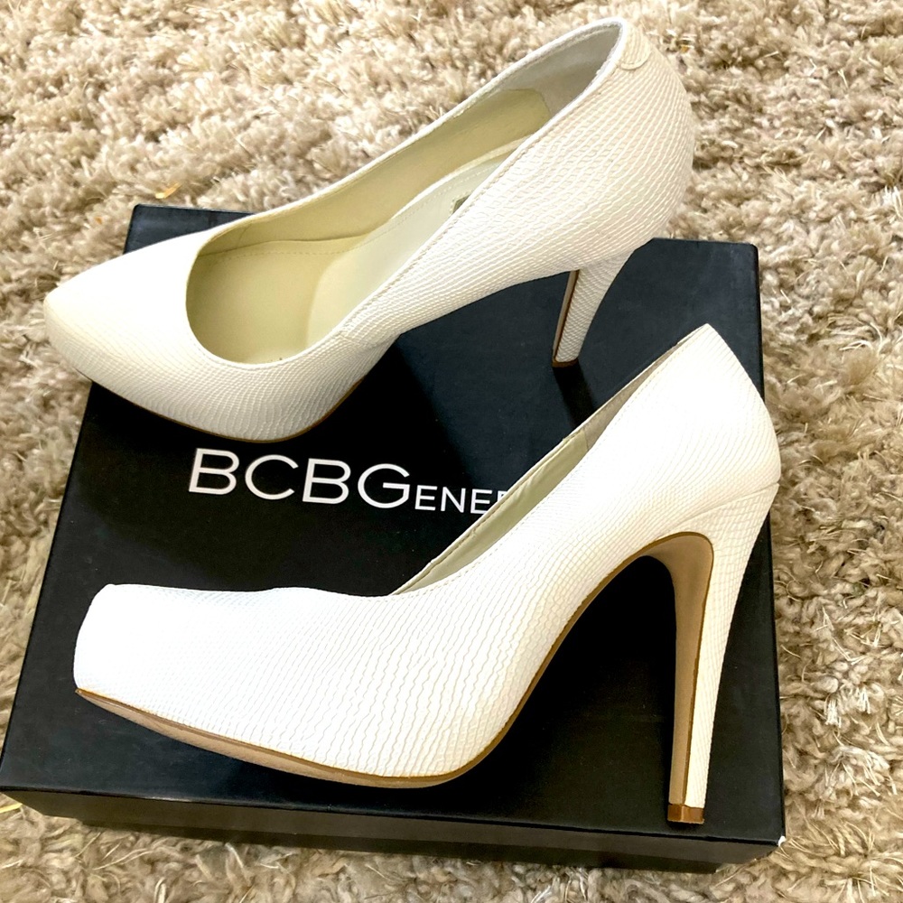 BCBG White Heels